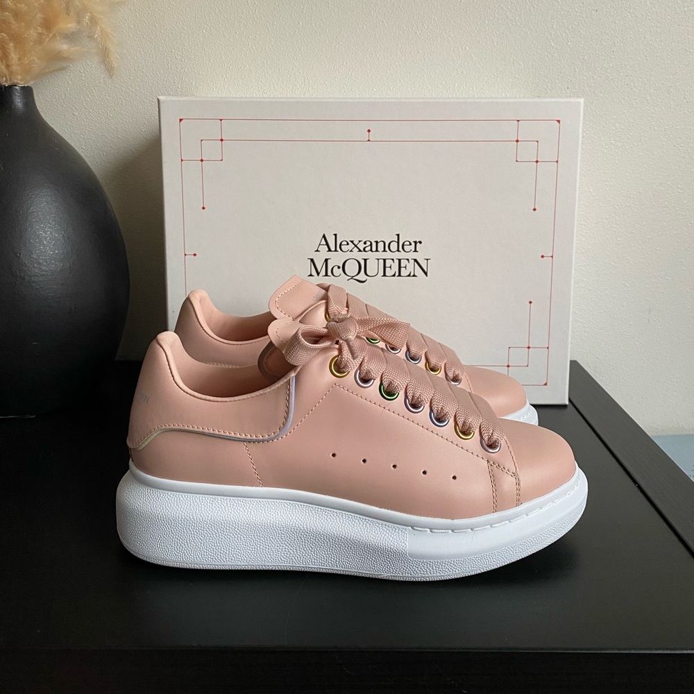 NIB Alexander McQueen Multicolor Grommet Oversized Sneakers Blush size 36